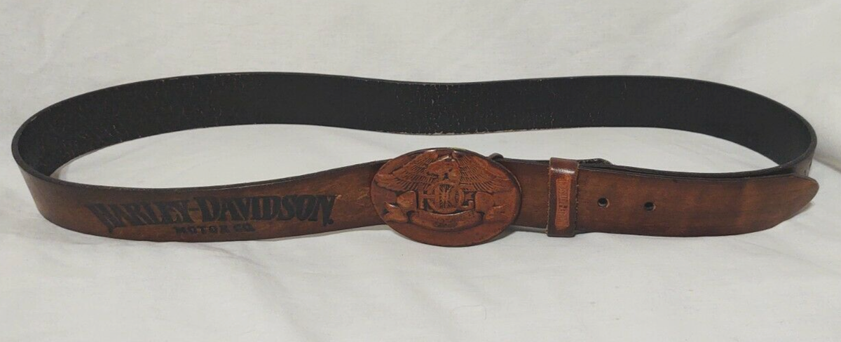 Rare 1983 Harley Davidson Leather Belt Buckle with the Original
