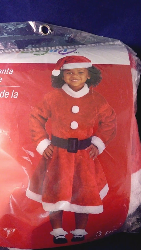 Vestido de Papá Noel Disfraz Niña Pequeña Navidad Vacaciones Sombrero Talla 2-4 Fotos de Fiesta  Foto 2 de 4