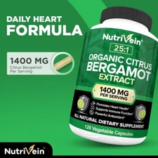 Citrus Bergamot Extract 1400 mg Support Heart Health Antioxidant 120 Capsules US