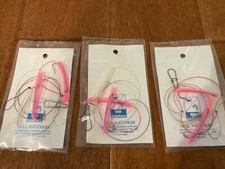 3 PACK, USA HAND TIED HI/LOW SURF FISHING SALTWATER FLUKE SEABASS 2 HOOK RIG 24"