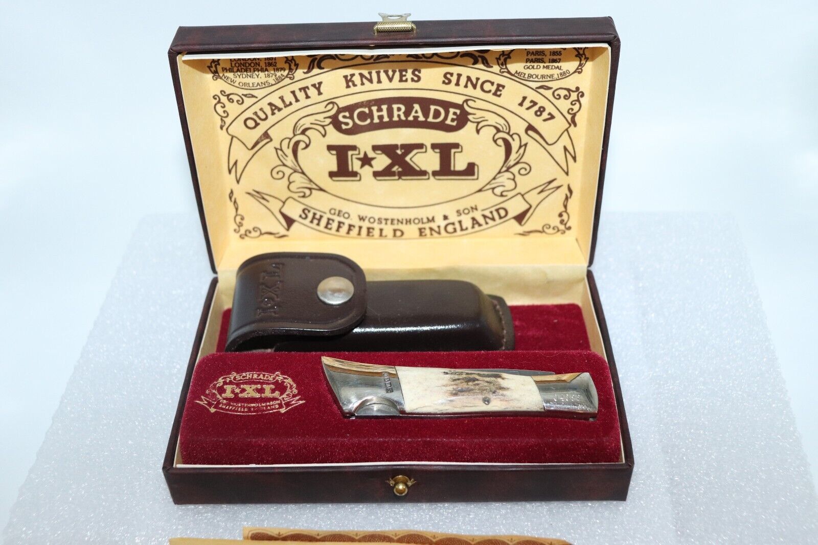 Schrade I*XL Geo. Wostenholm #GS30 Stag Handle Pocket Knife Sheffield England