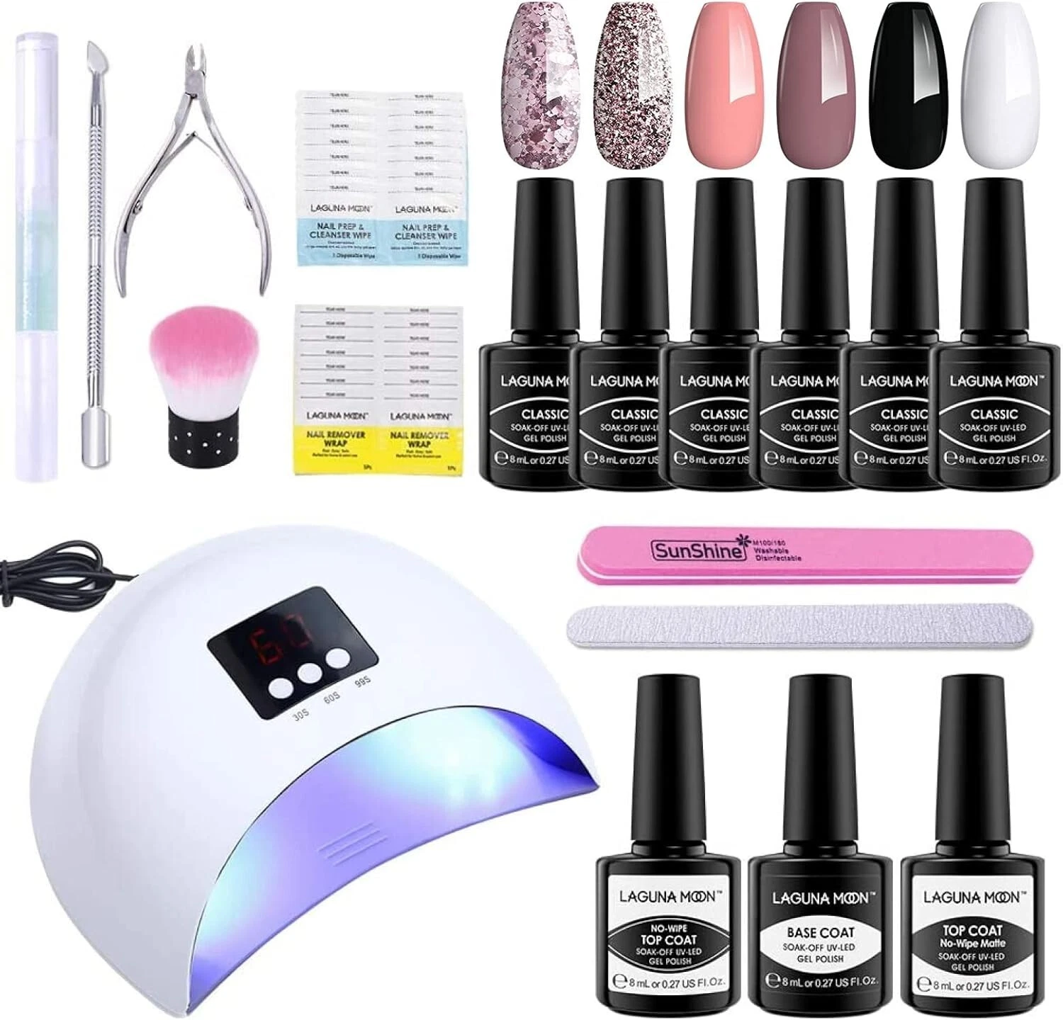 Gel Nail Polish Kit with 36W Nail Dryer UV Led Lamp - Home Manicure Nail Art
Opens in a new window o