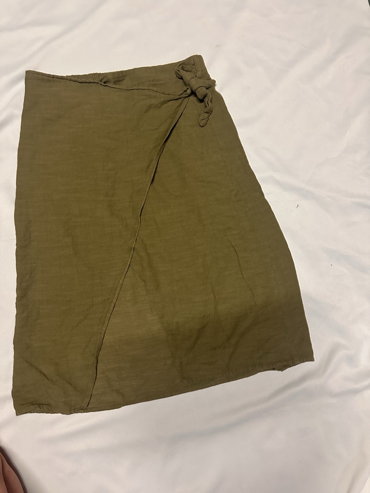 Anko Olive Green Wrap Midi Skirt Size 14 Cotton Viscose Tie Waist Boho