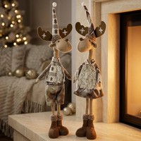 Elch 65Cm Stehend Hirsch Stehend 2 StüCk Weihnachtliche Dekofigur Braun