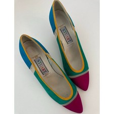 Vintage Stuart Weitzman Colorblock Suede and Mesh Pointed Toe Pumps - Size 8