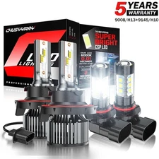 For 2004-14 Ford F150 6500K LED Headlight Hi/Lo+Fog Light 4 Bulbs H13 H10 Kit