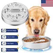 304 Stainless Steel Pet Dog Slow Feeder Bowl Anti-Choking Pet Food Bowls US