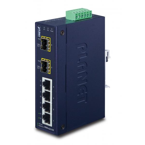 PLANET ISW-621TF switch di rete Non gestito L2 Fast Ethernet [10/100] Blu (IP30 - Immagine 2