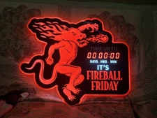 Fireball Whisky Sign “Time Until It’s Fireball Friday” Digital LED Lights 17x20