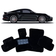 Bespoke Edition Black Sheepskin Floor Mats Interior Fit For Porsche Models