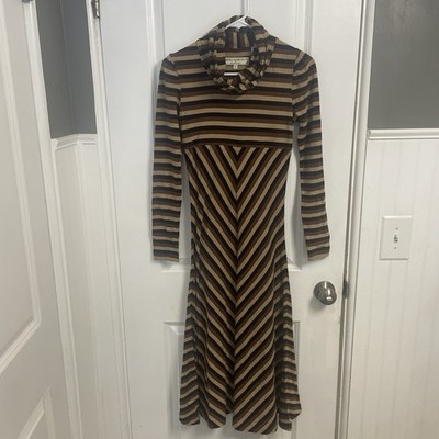 What Comes Around Goes Around Anthropologie Striped Turtleneck Dress Size Small