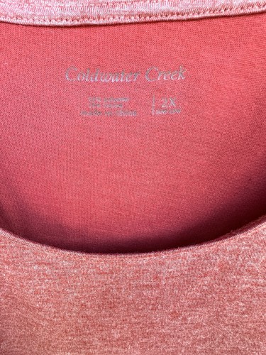Coldwater Creek Women’s 2X Heathered Red Long Sleeve Scoop Neck Tee NWT - Picture 2 of 4
