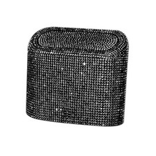 Sparkly Car Trash Car,Hanging Garbage Can with Lid Bling Rhinestone Trash Black