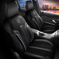 Sitzbezüge passend für Opel Antara in Alcantara Schwarz-Grau mit Rückentasche