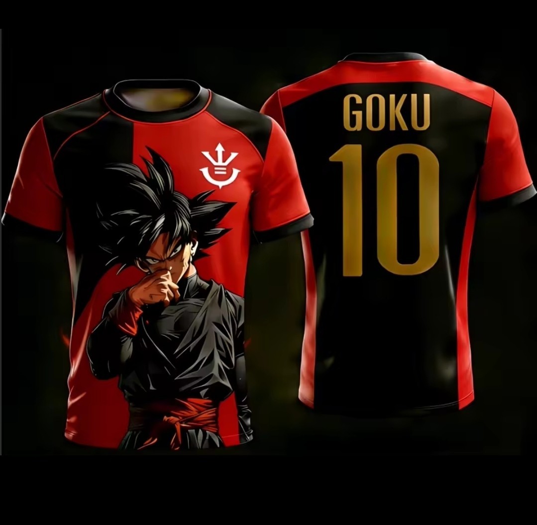 Camiseta Maillot Fútbol Goku Dragon Ball Negro City 2026 Red Para Adulto Niños