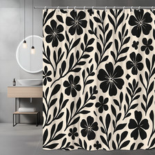 Stylish Black Floral Shower Curtain for Modern Bathroom Decor