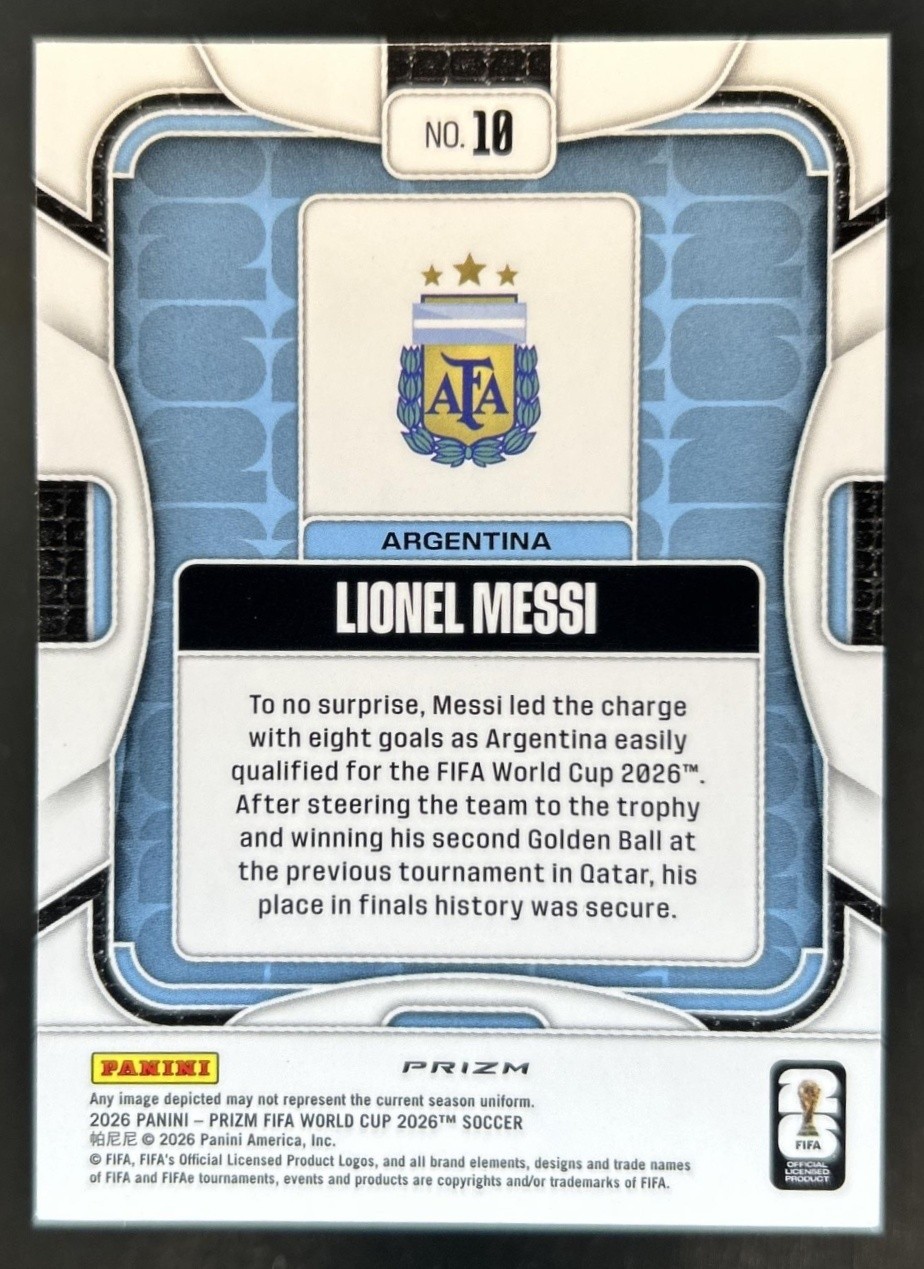 2026 Panini Prizm World Cup Lionel Messi Silver #10 Argentina view 2