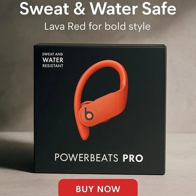 NEW Beats by Dr. Dre Powerbeats Pro Wireless Bluetooth Earphones Lava Red Open B