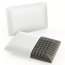 Bamboo Charcoal Memory Foam Pillow Set of 2 with Machine-washable Pillowcase