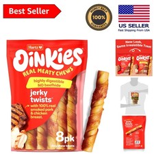 Naturally Smoked Chicken  Pork Dog Chews - 8 Count Jerky Twists for All Breeds