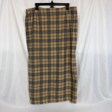 Vintage Chandler Hill Brown Tartan Maxi Pencil Skirt Old Money Plaid Kilt Sz 18