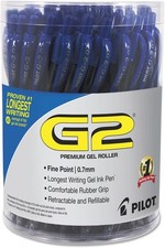 Pilot G2 Premium Retractable Gel Ink Pen, Refillable, Blue Ink, .7 mm, 36/Pack