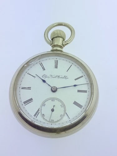 1892 ELGIN GRADE 73 - 18 SIZE - VINTAGE OPEN FACE POCKET WATCH - RUNS AND STOPS