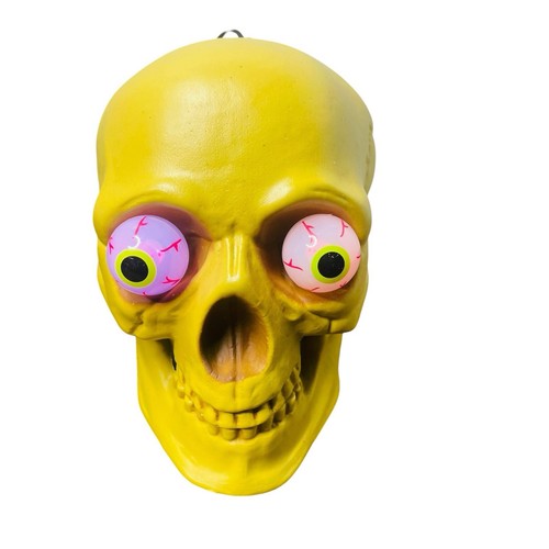 Espeluznante cabeza de calavera iluminar ojos intermitentes que cambian de color utilería de Halloween esqueleto - Imagen 7 de 14