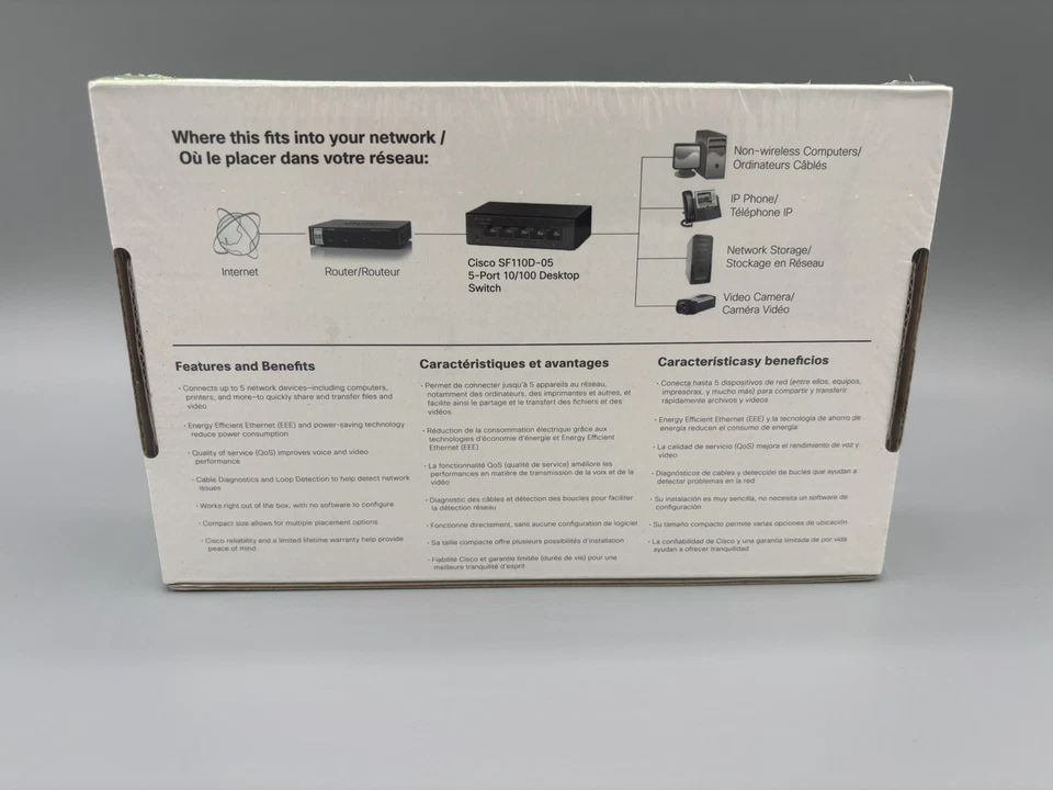 NEW SEALED Cisco SF110D-05 5 Port Desktop Switch - Image 2 of 2