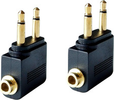 Dual 3.5Mm Male to 3.5Mm Female Airplane Headphone Adapter Gold Plated 2 Pack