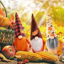 3 Pcs Fall Decoration Harvest Thanksgiving Decorations Gnomes Plush Elf Dwarf Do