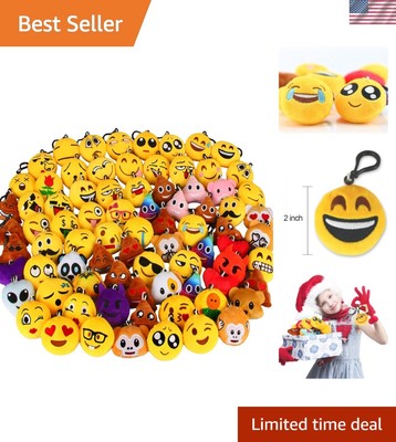 80 Pack Mini Emoticon Keychain Plush, Party Favors for Kids, Valentine's Day ...