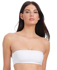 Sanctuary Curve Womens Refresh Rib Bandeau Bikini Top SARR25155 White L