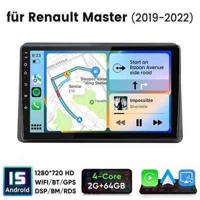 DAB+ Android 15 Autoradio Carplay Für Renault Master 2019-2022 64GB