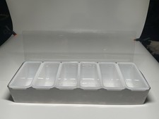 Foodservice Stainless Steel Condiment 6 Compartments, Garnish Pizza Bar Tray NEW