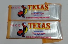 TEXAS  Plastic Ice bag / Ice Candy Wrapper  200 PCS 1 1/2 × 10