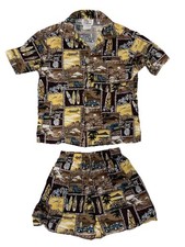 Vtg Toddler Hawaiin 2-pc Outfit Shirt Shorts Set Hawaii Tropical Surf Sz 3t-4t