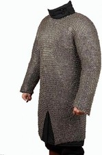 Medieval Chainmail Shirt Riveted Chain Mail Hauberk Reenactment  LARP SCA