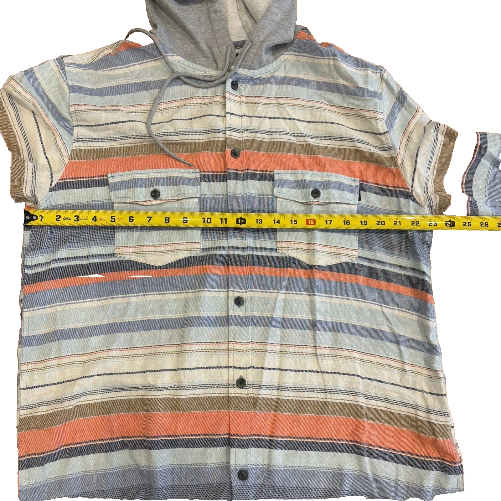 Valor Collective Flannel Shirt Men's Large Multicolor Striped Pockets Hooded New - product detail image 4