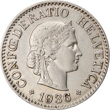 [#834087] Münze, Schweiz, 10 Rappen, 1936, Bern, vz(40-45), Nickel, KM:27b