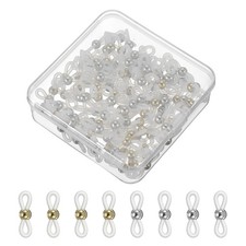 120Pcs White Gold/Silver Eyeglass Chain End Round Chain Connector for Sunglasses