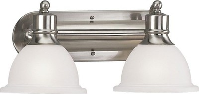 Progress Lighting P3162-09 2-Light Fisture White Etched Glass Brushed Silver
