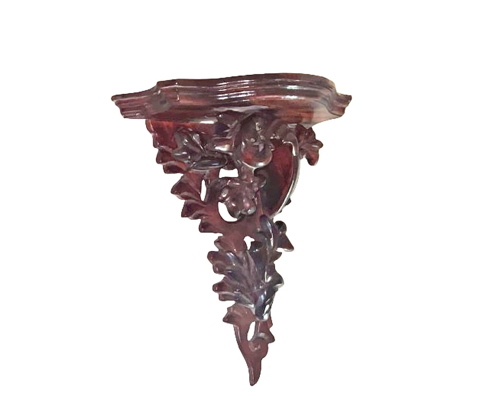 finely carved wooden mahogany wall bracket or shelf, Black Forest style - Image 3 of 4
