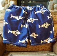 TOMMY HILFIGER Men's Blue Hawaiian Sailfish Marlin Swim Trunks Board Shorts Sz L