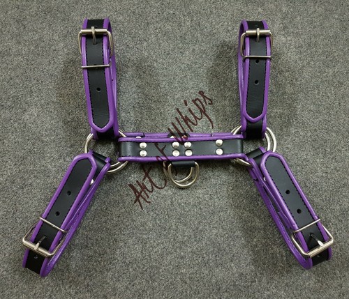 MEN LEATHER ADJUSTABLE CHEST STRAP HALF HARNESS CLUB-WEAR COSTUME COLOUR OPTION - Picture 11 of 17