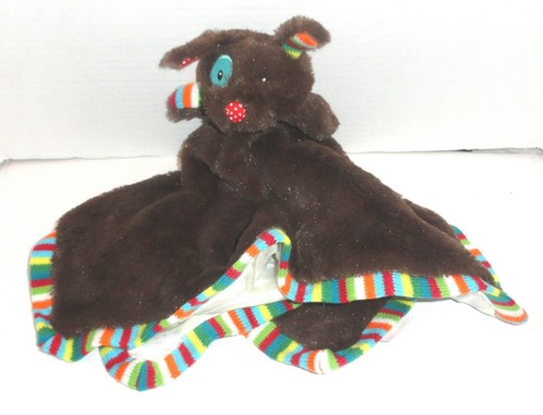 Stephan Baby Brown Puppy Dog 17"x17" Baby Security Blanket Lovey Sweater Trim - Picture 2 of 6