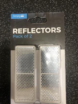 2x WHITE/CLEAR SELF ADHESIVE OBLONG REFLECTORS CAR CARAVAN TRUCK TRAILER ETX