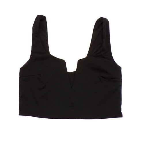 Camiseta sin mangas recortada negra para mujer talla mediana cremallera lateral elástica elegante club fiesta - Imagen 3 de 14