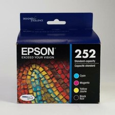 SET of 4 New Genuine Factory Sealed Epson 252 Inkjet Cartridges KCMY 2023