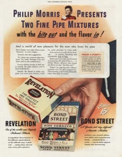 1944 Revelation and Bond Street Pipe Tobacco: Pipe Mixtures Vintage Print Ad